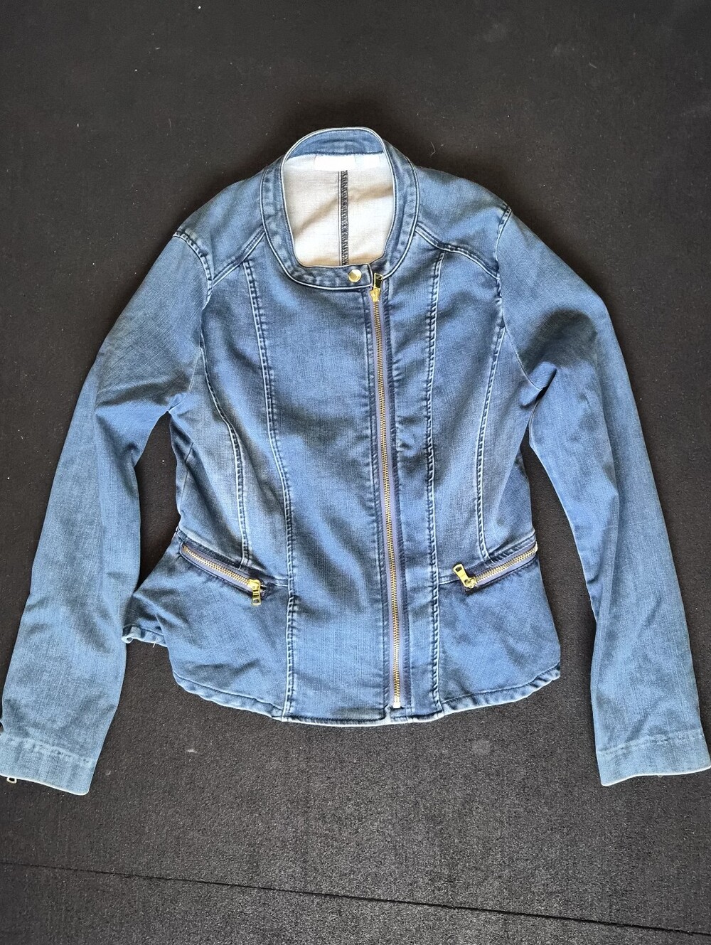 New York & Company Women’s Denim Moto Jacket - Light Blue